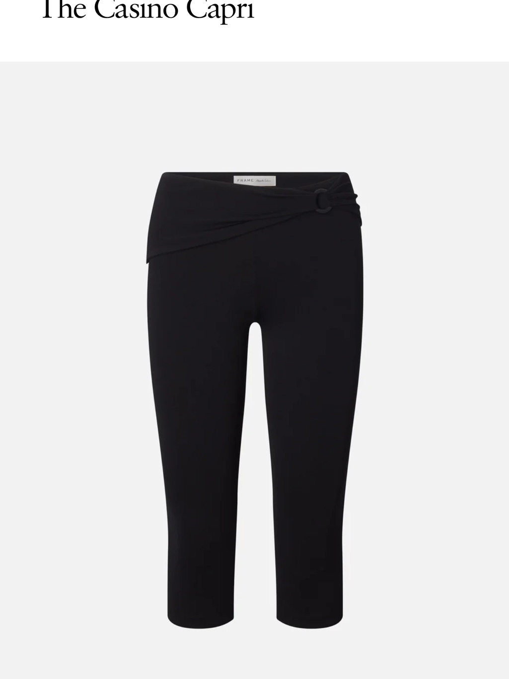 Frame Denim Black Capri Pants With Wrapped Waist Detail